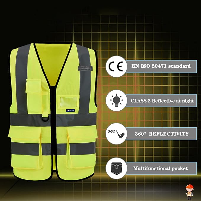 A-SAFETY 5 Pack High Visibility reflective Vest for men(XXXL)