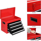 TUFFIOM 5-Drawer Rolling Tool Chest, Tool Storage Cabinet w/Drawers, Lockable Wheels, Detachable Top & Adjustable Shelf, Mechanic Tool Organizer Box for Garage, Workshop, Warehouse & Repair Shop