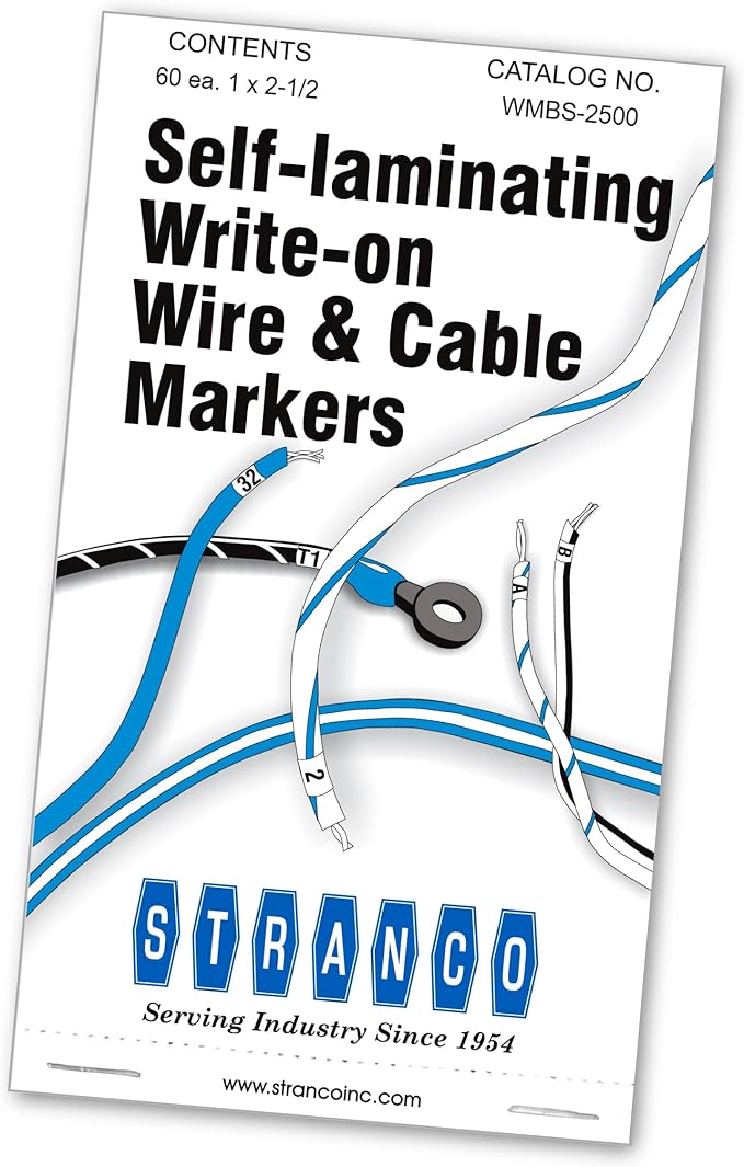 Premium Wire Marker Book, Vinyl-Coated, High-Tack Adhesive, Electric Panel Wire Label Stickers- Blank Self-Laminating Write on Labels, 6 Labels on Each Page, 10 Pages, 1 Book (Pack of 25)