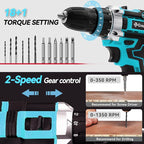 Cordless Drill Set 21v Power Drill Cordless With Battery & Charger, 84pcs Accessories Electric Drills Variable Speed, 3/8" Keyless Chuck, Built-In Level and 2 Driver Bule kit