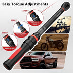 Torque Wrench 3/8-Inch Drive, 10-100 Ft-Lb/13.6-135.5Nm Click Adjustment Torque Wrench with 3/8" to 1/2" Adapter, 125mm Extension Bar Motorcycle, Car & Small Machinery Maintenance