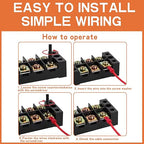 3 Circuits 3 Positions Terminal Block 20-30A 200-450V Dual Row Screw Terminals Strip with 30 PCS Heat Shrink Wire Fork Connectors(Pack of 5pcs)