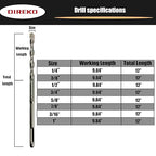 Generic Direko 10 Piece Carbide-Tipped SDS-Plus Rotary Hammer Drill Bit Set Length 12"",Twist Drill 7/8"",for Masonry，Concrete,Brick Granite etc.