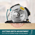 Enventor 7-1/4-Inch Circular Saw, 10A Pure Copper Motor Electric Circular Saws with Laser Guide, 2 Blade Saws (40T/24T), Adjust Cutting Angle from 0° to 90°, Single Handed Bevel, 5800RPM, Blue