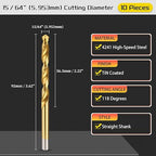 Drill Bit, 15/64" Cutting Diameter (5.953mm), 4241 HSS TiN Coated 118° Cutting Angle Versatile Jobber Bits - (Applications: for Drilling Plastic Wood Soft Thin Metal), 10-Pieces