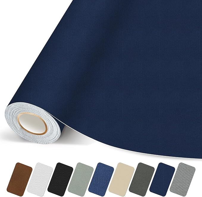 Canvas Repair Patch, Strong Sticky Fabric Repair Tape, Self-Adhesive Fabric Patch for Sofas, Tote Bags, Clothing, Car Seats, Furniture (Dark Blue, 3.5X79 Inch)