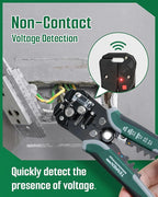 TESMEN TWS-322 Self Adjusting Wire Stripper with Non-Contact Voltage Detection, 4-in-1 Automatic Wire Stripper Tool, Universal Cutters and Crimping Tool, for 10-24 AWG Electrical Cable