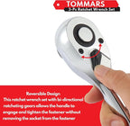 TOMMARS Ratchet Set 1/4" 3/8" 1/2" Drive Ratchet Socket Wrench Kit 72-Tooth Quick-Release Reversible, Cr-V Alloy Steel