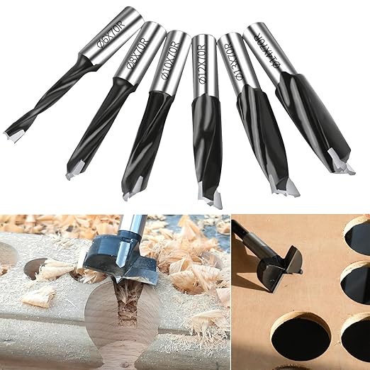 ASNOMY 5/16" Inch Carbide Forstner Drill Bit, 8mm Carbide Tipped Forstner Bit for Hard Wood, Wood Drilling Hole Saw Set Woodworking Hinge Cutter Tool Kits for Wood Plastic Plywood