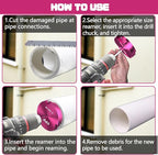 Original Design Patent Triple Inserts 4 Inch PVC Pipe Reamer, PVC Fitting Saver, Pipe Tools for Schedule 40