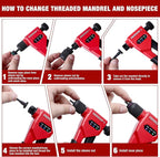 Arrow Rivet Nut Tool, 8" Rivet Nut Gun Kit Designed for Tight Space, Rivet Nut Setter with 3 Pcs Mandrels (8-32, 10-24, 1/4-20), 75 Pcs Rivnuts and 3 Pcs Drills, Sturdy Case Packed