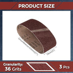 3 Pcs Sanding Belts 3 x 21 Inch 36 Grit Aluminum Oxide Abrasive Sandpaper for Belt Sander Metal Grinding Wood Working Weld Rust Removal