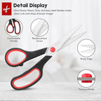 Scissors Bulk black 6-Pack, All Purpose Stainless Steel Sharp Scissors for Office Home General Use Craft Supplies, High/Middle School Classroom Class Older Kids Set, Right/Left