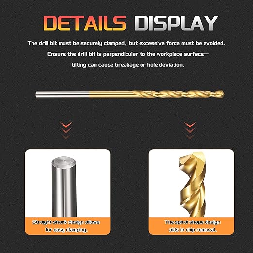 Drill Bit, 1/16" Cutting Diameter (1.588mm), 4241 HSS TiN Coated 118° Cutting Angle Versatile Jobber Bits - (Applications: for Drilling Plastic Wood Soft Thin Metal), 10-Pieces