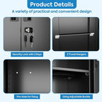Garage Storage Cabinet with Wheels and 5 Pegboard, 71" H Metal Storage Cabinets with 2 Locking Doors and 4 Shelves, Broom Closet Storage Cabinet with Hanging Rod and 13 Hooks, Black