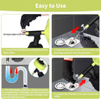 Drain Snake 50 Ft, Plumbing Snake for Sink with Drill Attachment, Snake Drain Clog Remover for Shower Drain and Sink, Manual or Powered Use, Comes with Gloves and Storage Bag, 1/4 Inch, Light Green
