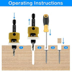 3 Pcs Countersink Drill Bit Set, HSS M2 Tapered Bits #10#12#14-1/8" 9/64" 5/32" Drill, 3/8” 82° Counter-Bore, 1/4” Hex Shank, with Adjustable Depth Stop for Accurate Woodworking with Carrying Case