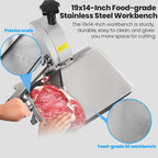 1500W Commercial Bandsaw Machine, 19x14" Stainless Steel Worktable, Cuts 0.04-5.0" Thickness Electric Bone Saw Machine, Frozen Meat Cutter with 8 Blades Included, for Rib Pork Beef