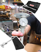 6 Inch Dial Caliper +/-0.001 Inch Accuracy, Shockproof Hardened Stainless Steel Metal 4-Way Measurement Calipers Measuring Tool with Plastic Case