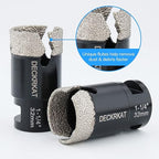 Diamond Core Drill Bit 1-1/4” 32mm Vacuum Brazed Hole Saw with Flutes for Granite Quartz Hard Porcelain Tile with 5/8-11 Female Thread & 3/8” Hex Shank Adapter Fit Angle Grinders & Drills