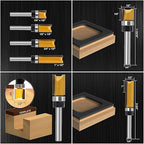 Flush Trim Router Set for Woodworking - Cabinet, Rabbeting, Tongue & Groove(Router Bit-1/4 Inch Shank-4 pcs Straight)