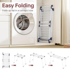 APEXCHASER Clothes Drying Rack Foldable, Large Drying Rack for Clothing Retractable, Winged Laundry Rack Folding Indoor Outdoor, Metal Clothes Airer for Bedding Towel Sweater Heavy Duty, White