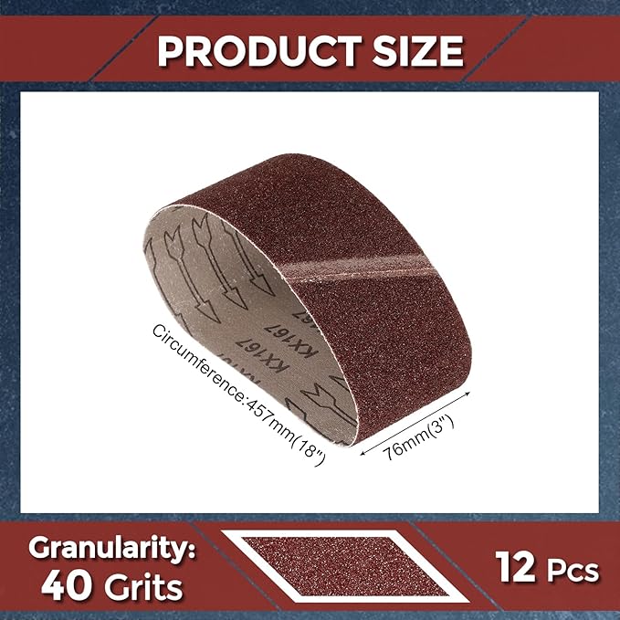10 Pcs Sanding Belts 3 x 18 Inch 40 Grit Aluminum Oxide Abrasive Sandpaper for Belt Sander Metal Grinding Wood Working Weld Rust Removal