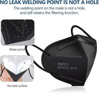 50PCS KN95 Face Masks Black 5 Layer Cup Dust Safety Filter Efficiency≥95% with Elastic Ear Loops and Nose Bridge Clip Breathable Mask