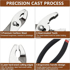 4 Pack Precision Basics Pliers Set-8'' Slip Joint, Long Needle Nose Pliers, Lineman, And 7''Diagonal Pliers for DIY, Construction, Machinery, Home Maintenance and Garden Projects