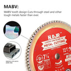 Metal Cutting Circular Saw Blade, Steel and Stainless Steel Cutting, The Cutting Head uses a Special Anti-Heat Sticking Coating with high Finish and Long Life,FMB 7-1/4 inch 72-Tooth 5/8" -TA