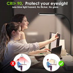 ShineTech LED Desk lamp with Clamp, 4000K Natural White 11 Brightness Level Eye-Caring Clip Lights for Home Office, Flexible Gooseneck USB Adapter, Black