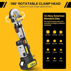 Electric Hydraulic Cable Lug Crimper Pliers, Rechargeable Crimping Tool, Straight-handled electric hydraulic pliers, Electrical Terminal Cable Wire Fiber Crimper Kit with 12 Dies, 8 AWG to 600 MCM