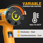 SEEKONE Heat Gun 1800W Heavy Duty Hot Air Gun Kit With Carry Case Variable Temperature Control 122℉-1112℉（50℃- 600℃） Overload Protection with 4 Nozzles for Crafts, Shrinking PVC, Stripping Paint