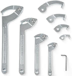 9PCS Adjustable Pin Spanner Wrench Set, 3/4" to 6-7/10", Coilover Hook Wrench Tools with Changeable Heads for Cars Suspension Collar, Nut Adjustment, Flange Bearings C-Shaped Spanner Nut Wrench Tool