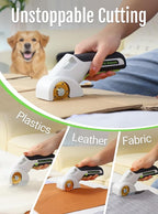 2025 NEW 4V Cordless Electric Scissors, Cardboard Cutter with 2 Titanium Blade, Safety Lock & Extra Blade, Rotary Cutter for Cardboard,Fabric,Plastic, Gifts for Men&Women - Pearl White