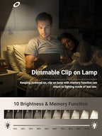 Clip on Lamp,5 Colors+10 Brightness LED Desk Lamp with Clamp,550lm Bright Clip on Light for Bed Headboard/Bedside Table,360°Adjustable Reading Light for Bed,Desk Lights for Home Office Study [Adapter]