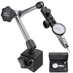 Neoteck 0-0.03"/0.0005" Dial Test Indicator with 132lbs(60kg) Max Pull Magnetic Base Stand Test Indicator Set with 3/8 inch (9.52mm) Clamping Hole for Machine Set-Up and Narrow Area Measurement-Silver