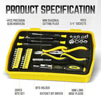 DNA MOTORING 37pcs Handheld Tool & Complete Drill Bits Set, Home Repair Tool Set, Screwdriver, Pliers, Ratchet Bit Driver kit, Maintenance Tools kit, Yellow/Black, TOOLS-00034