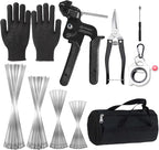 Metal cable tie gun set,contains 200 heavy-duty outdoor stainless steel cable ties,suitable for chain link fence components,wire mesh rolls,exhaust pipe winding,poultry fencing,boat construction,etc
