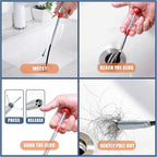 Upgraded Drain Snake, 76 inch Hair Drain Clog Remover Tool ， Sink Snake Drain Clog Remover for Sewer Kitchen Bathroom