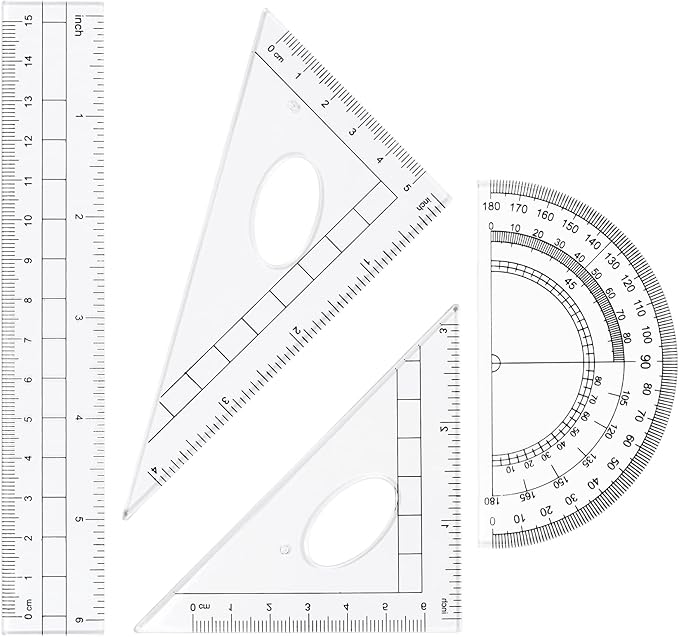 Math Geometry Kit Sets 10 Piece Student Supplies with Shatterproof Storage Box,Includes Rulers,Protractor,Compass,Eraser,Pencil Sharpener,Lead Refills,Pencil,for Drafting and Drawings（Pink）
