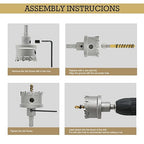 12Pcs TCT Hole Saw Kit for Hard Metal, 5/8" to 2-1/8”Inch Tungsten Carbide Tipped Metal Hole Saw Set, Hole Cutter Heavy Duty with Pilot Drill bit for Stainless Steel, Iron, Aluminum, Wood