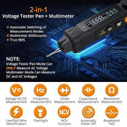 Neoteck 2 in 1 Pen Type Digital Multimeter Non-Contact Voltage Tester 6000 Counts Intelligent Multimeter with LCD Display for AC/DC Voltage Resistance Diode Continuity Capacitance Frequency