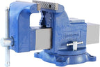 6" Heavy-Duty Bench Vise Ductile Iron Bench Vise 6 Inch 360° Swivel Bench Vice with Anvil Blue, Include Mini Bench Vice Clamp