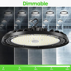 LED High Bay Light 200W, 12' UFO Commercial Lighting Fixture w/Isolated Power Supply, w/Plug for Garage Shop Warehouse Workshop, 5000k 28000lm Dimmable IP65 UL ETL Listed (4 Pack)