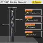 Drill Bit, 29/64" Cutting Diameter, 4241 HSS Nitriding Black 118° Cutting Angle Versatile Jobber Bits - (Applications: for Drilling Plastic Wood Soft Metal), 12-Pieces