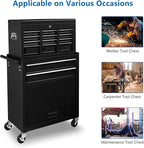TUFFIOM 8-Drawer Rolling Tool Chest, Tool Storage Cabinet w/Lockable Wheels, Detachable Top, Drawers & Side Hooks, Mechanic Tool Organizer Box for Garage Warehouse Repair Shop