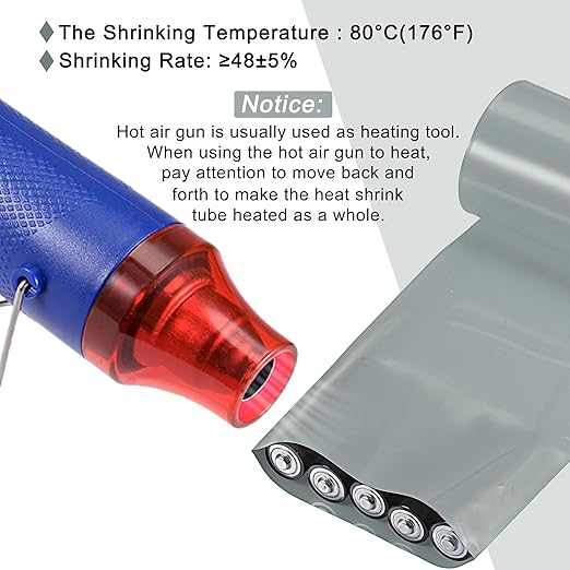 MECCANIXITY Battery Wrap PVC Heat Shrink Tubing 14mm Dia 23mm Flat 10 Feet(3meters) Silver Gray Good Insulation for Battery Pack