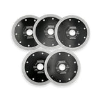 DT-DIATOOL Diamond Tile Blade 5 Inch 5pcs Diamond Turbo X Mesh Rim Segement Circular Saw Blade for Procelain Ceramic Stoneware Marble Granite Fits 5/8"-7/8" Arbor