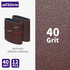 12 Packs 8 x 19 inch 40 Grit Cloth Floor Sanding Belts Ideal for Sanding Commercial and Residential Flooring